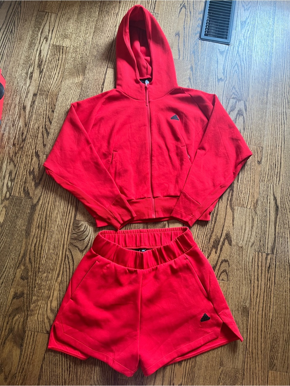 Adidas Z.N.E. Red hoodie and shorts set. Medium. Like new.